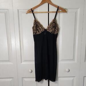 Vintage Ilusion Black & Gold Floral Negligee Size XS Adjustable Dark Romantic